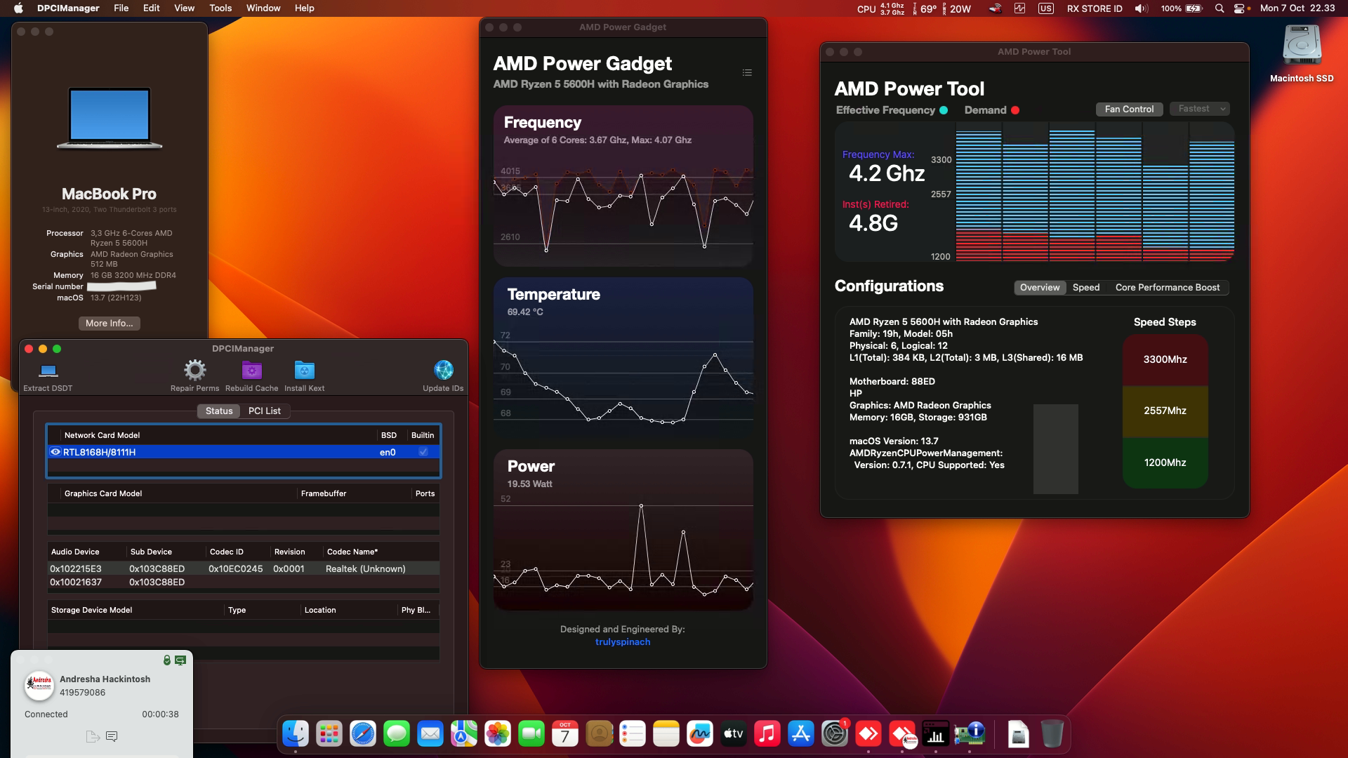 Success Hackintosh macOS Ventura 13.7 Build 22H123 in HP Victus 16-E0010CA